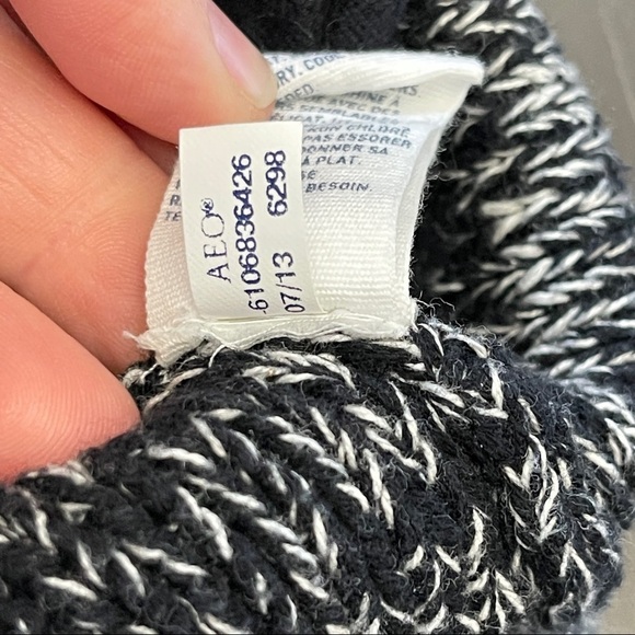 AEO American Eagle Outfitters Zip Cape Marled Cotton Black Sweater Moto Jacket S - Picture 5 of 7